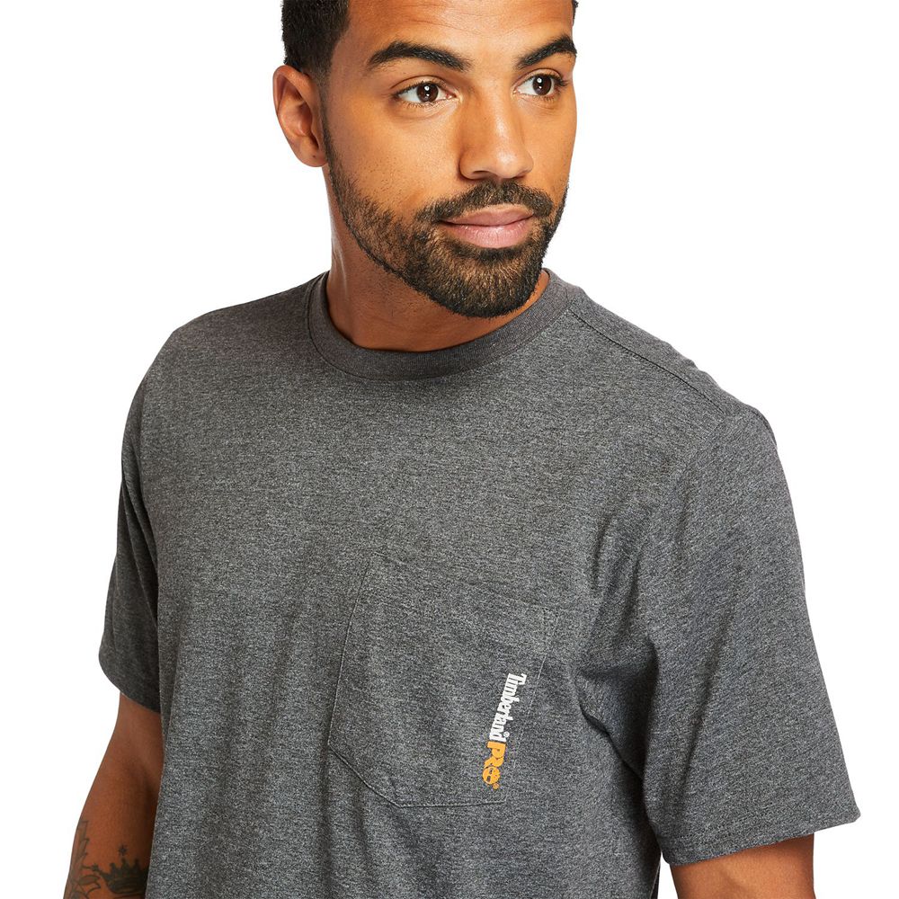 Timberland Mens T-Shirts PRO® Short Sleeve Base Plate Wicking - Dark Grey - India RY4305691